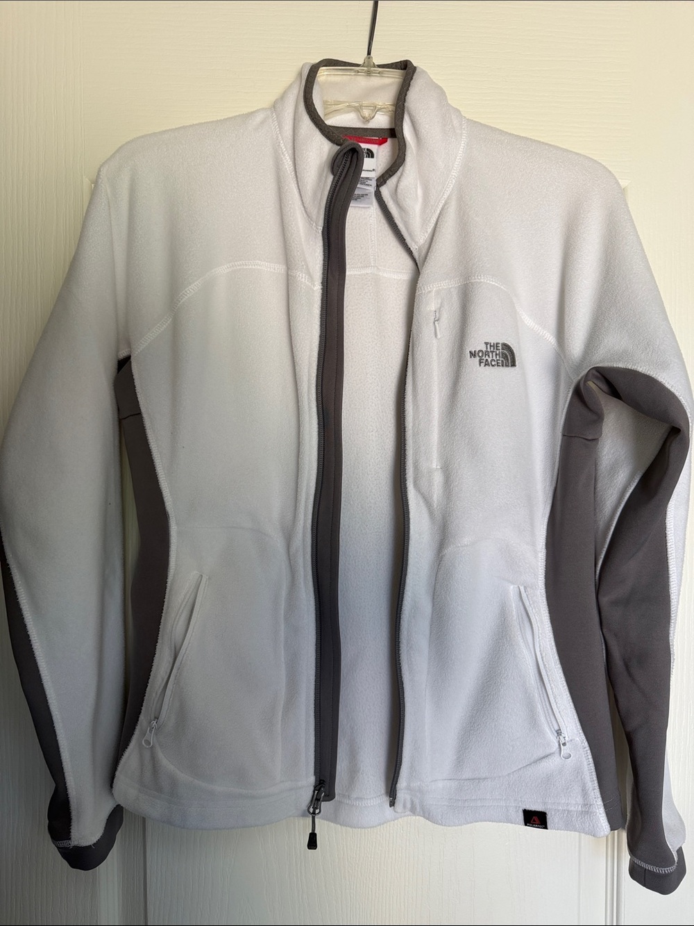The North Face White Fleece Jacket with Gray Trim